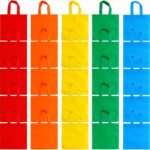 A stack of 25 Aneco non-woven party favor bags in assorted rainbow colors: red, orange, yellow, green, and blue.