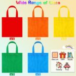 A stack of 25 Aneco non-woven party favor bags in assorted rainbow colors: red, orange, yellow, green, and blue.