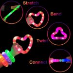 A set of 12 glowing light-up wands in various colors including green, red, blue, pink, orange, and purple.