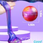 A set of 24 small, multi-colored galaxy slime jars with shimmering textures, packaged together for party favors.