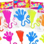 A colorful assortment of 20 individually wrapped sticky hands and feet in red, rose, green, orange, and blue.