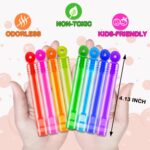 A colorful array of 32 mini donut-shaped bubble wands in rainbow colors, perfect for kids' party favors.