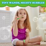 A colorful array of 32 mini donut-shaped bubble wands in rainbow colors, perfect for kids' party favors.