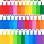 A colorful assortment of 30 MIMIND non-woven party gift bags with handles, showcasing 15 different bright colors.
