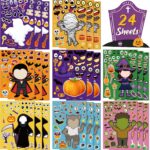 A variety of colorful Halloween-themed stickers from OHOME, including pumpkins, ghosts, and bats, on 24 sheets.