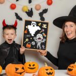 A variety of colorful Halloween-themed stickers from OHOME, including pumpkins, ghosts, and bats, on 24 sheets.